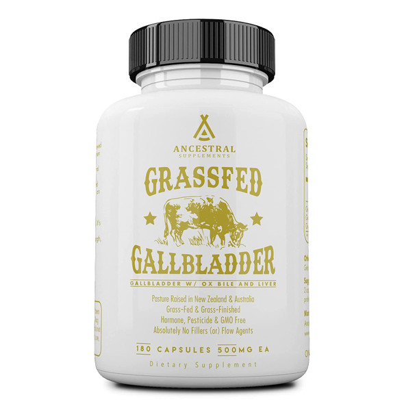 Ancestral Supplements Gallbladder w/ Ox Bile & Liver  Supports Gallbladder, Bile Flow & Digestive Health (180 Capsules)