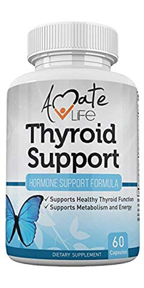 Thyroid Support Supplement with Iodine and Vitamin B12 for Energy Focus and Metabolism Booster Formula for Women and Men Improves Metabolic Functions Better Focus 60 Capsules Non-GMO by Amate Life