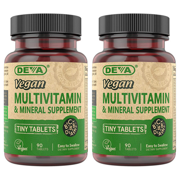 Deva Vegan Multivitamin, Mineral Supplement, Tiny Tablets, 90 Ct (2 Pack)