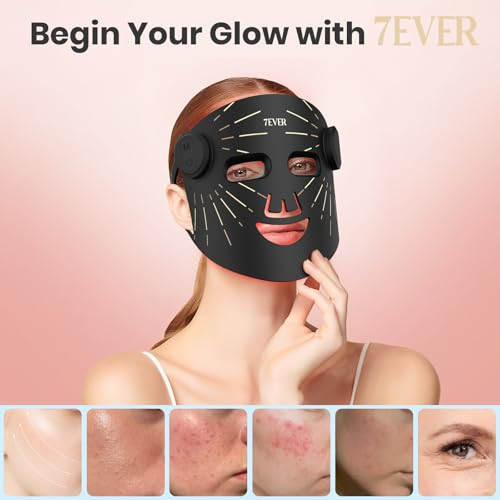 7Ever Red Light Therapy For Face 4 Modes Portable Led Face Mask Red And 850Nm Infrared Light Mask 15-Min Timer '256 Led Beads Rechargeable For At-Home & Travel