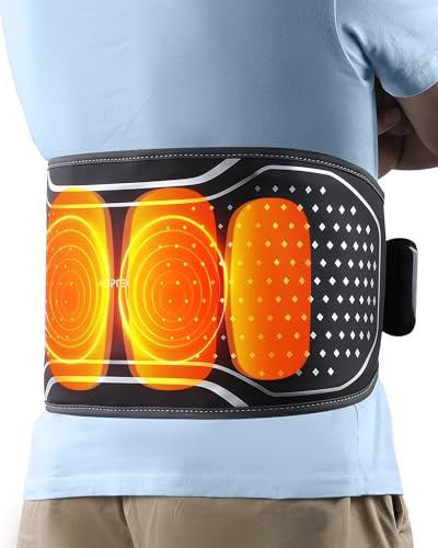 Agptek Cordless Heating Pad With Massager For Lower Back Pain Relief, Heated Waist Belt Wrap, Back Brace Lumbar Support With Heat Vibration 3 Levels Adjustable, Touchscreen, s For Dad, Mom