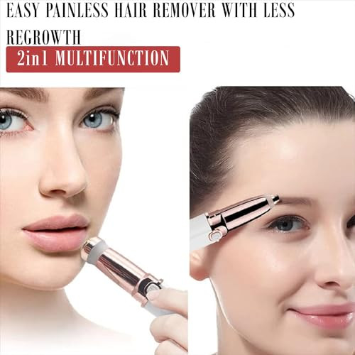 Abhiya'S Facial Hair Remover & Eyebrow Trimmer - 2 In 1 Electric Women'S Face, Nose & Body Shaver - Painless Epilator - Usb Rechargeable With Led Light