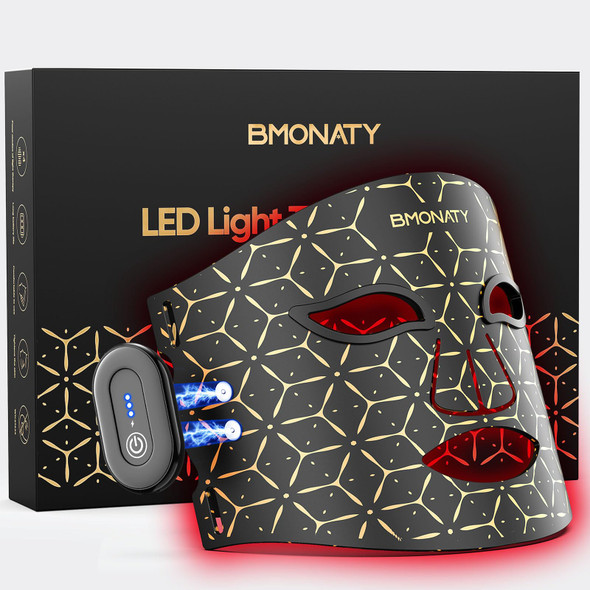 Bmonaty Red Light Therapy Mask For Face, 4 Modes Wireless Remote Led Face Mask Light Therapy, 850Nm Near-Infrared & Red Light, 272 Leds, Anti-Aging Skin Rejuvenation Device For Home Or Travel For Women