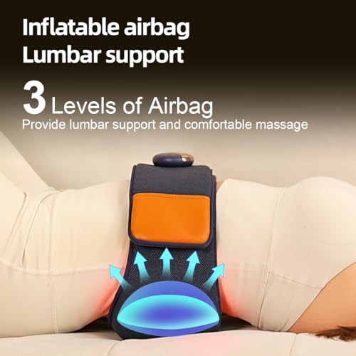 Asopal Heated Lumbar Massager With Inflatable Airbag Support Vibration & Heat 3 Independent Modes Lower Back Massager Cordless Rechargeable Remote Control For Sore Muscle Relaxation And Daily Comfort