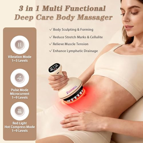 Zedriwell Body Sculpting Machine & Anti Cellulite Massage Cellulite Massage Tool Handheld Massager With Heat Portable And Easy-To-Use For Legs Arms And Belly