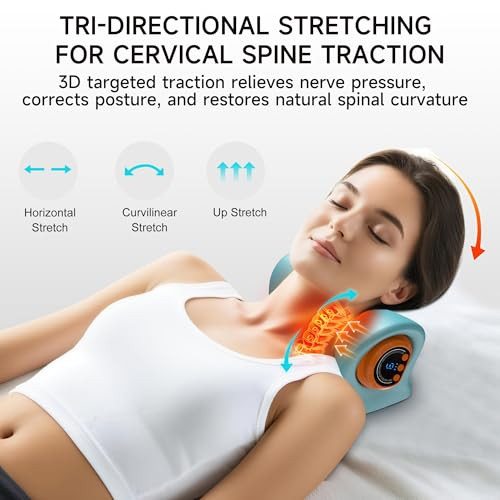 Snawowo Neck Massager With Heat 3 In 1 Portable Massager With Cervical Traction &Comfortable Stretching ' adjustable Intensity For Neck & Shoulder Relaxation At Home Office