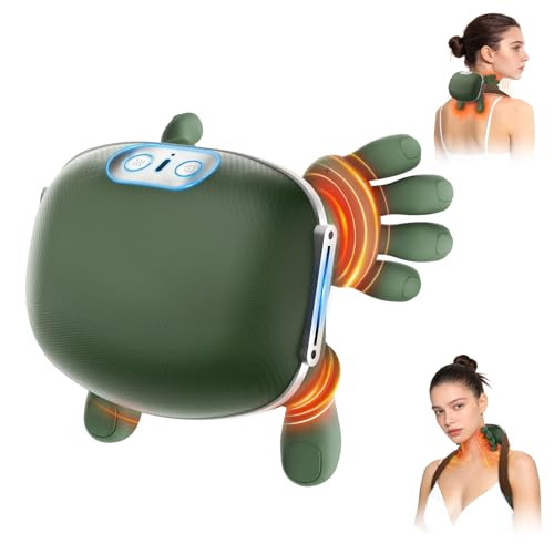 Cottonhk Neck Massager With Heat Bionic Deep Tissue Shiatsu Kneading Cordless Rechargeable Hands ' Free Wearable For Muscles Home Office Back And Shoulder Massagers With Fingers