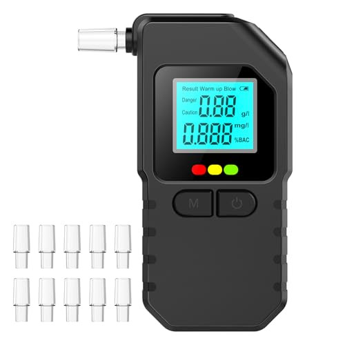 Chhid Portable Breathalyzer For Personal Use- Alcohol Detector With 10 Replaceable Mouthpieces, Fast & Accurate Bac Tester, Lcd Digital Display For Car, Home, Party