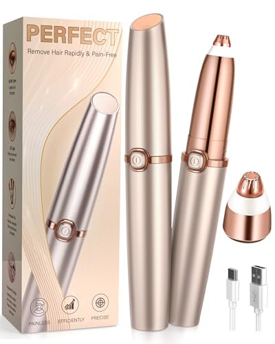 Teethbliss Eyebrow Trimmer For Women, Eyebrow Razor: Rechargeable Eyebrow Hair Remover With 2 Heads & Led Light, Electric Painless Eye Brow Shaver Facial Hair Removal Device For Eyebrows/Lips/Face