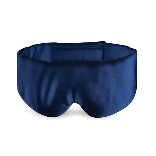 Asutra Eye Pillow Wrap For Sleep, Navy | Filled W/Lavender Buds & Flax Seeds, Weighted Eye Mask, Meditation & Light Blocking Blindfold, Covers Ears