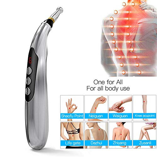 Winnes Acupuncture Pen Electronic Accupressure Pen, Usb Rechargeable Pain Relief Electric Meridians Energy Pen Massager Pen Pain Relief Massage Tool With 3 Massage Heads & 2 Massage Gel