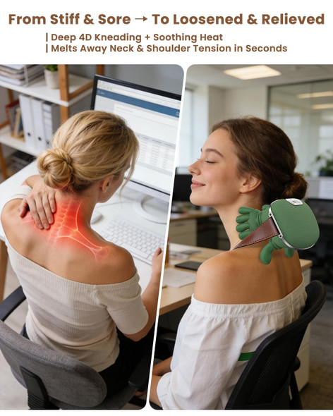 Veralyxa Neck Massager With Heat For Pain Relief Deep Tissue, 4D Kneading Neck And Shoulder Massager, Bionic Hand Massage For Cervical Tension, Portable Electric Masajeador De Cuello Y Espalda, 2026 Upgraded