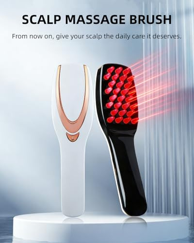 Aimuzikeer Red Light Hair Brush, Electric Scalp Massager Brush, Red Light Comb Devices For Hair Scalp Massage, Hair Massage Brush, Portable Hair Massage Comb With Soft Rubber For Men And Women