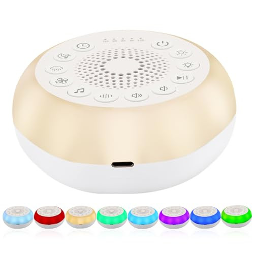 Syaws Portable Sound Machine,White Noise Machine With 27 Soothing Sounds,7 Color Night Light With Nursery Lamp,Child Lock Design,5 Sleep Timer With 18 Levels Of Volume,Usb C Rechargeable