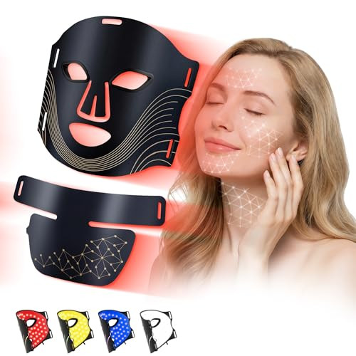 Vincaor Led Light Therapy Mask Skin Care Mask & Neck,Led Face Mask Light Therapy With Rechargeable Remote, Comfortable Red Light Therapy Mask, Home & Travel Use (Advanced Black)