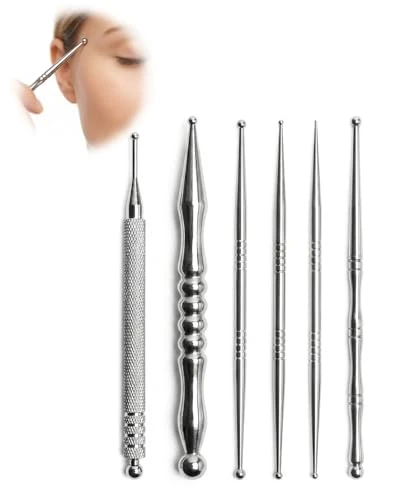 Dawzmr Acupuncture Pen, Stainless Steel Acupressure Pen For Ear, Face & Body Acupressure, Trigger Point Deep Tissue Massager Tool 6 Pieces