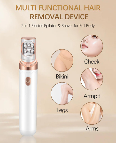 Wudajie Facial Hair Removal For Women, 2-In-1 Epilator For Women Face, 3X Tweezer Head Painless Hair Remover For Face Woman With Led & Usb(Snow White)