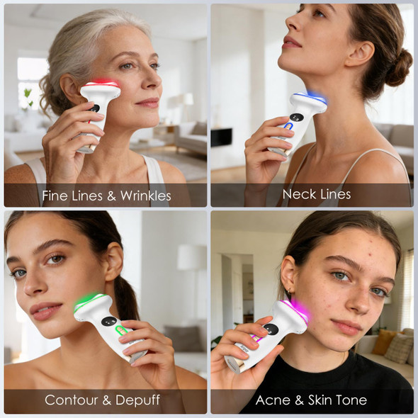 Anpor 7-In-1 Facial Massager For Face And Neck With Heat & Cold, Gua Sha Face Massager Tool, 7 Light Therapies, Smart Vibration, Microcurrent For Puffiness, Firming & Glowing Skincare (Pearl White)