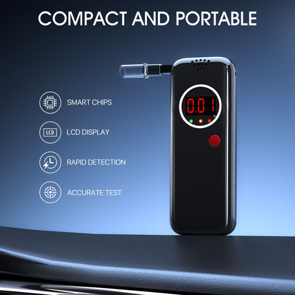 Yybnn Breathalyzer, Breathalyzers For Alcohol With Lcd Digital, Display Alcohol Breathalyzer Tester For Home Use, Portable Breathalyzer With 10 Mouthpieces And Carrying Case (Black)