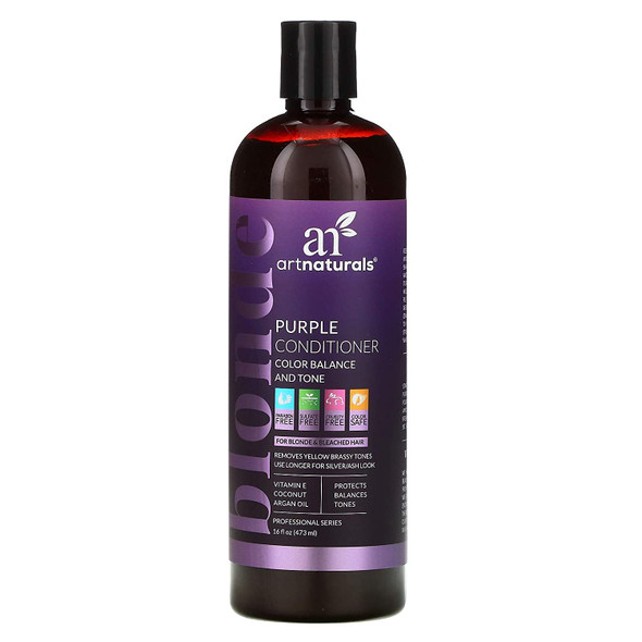 ArtNaturals Purple Conditioner for Blonde Hair  (16 Fl Oz / 473ml)  Protects, Balances and Tones  Bleached, Color Treated and Silver Hair - Sulfate Free.