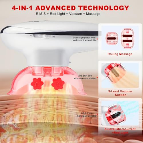 Vezurzo 4-In-1 Electric Cellulite Massager & Body Sculpting Machine -5 Modes Adjustable, Cordless Slim-Sculpt Device For Belly, Thighs, Arms&Face- Postpartum Recovery&Cellulite Reducer&Lymphatic Drainage