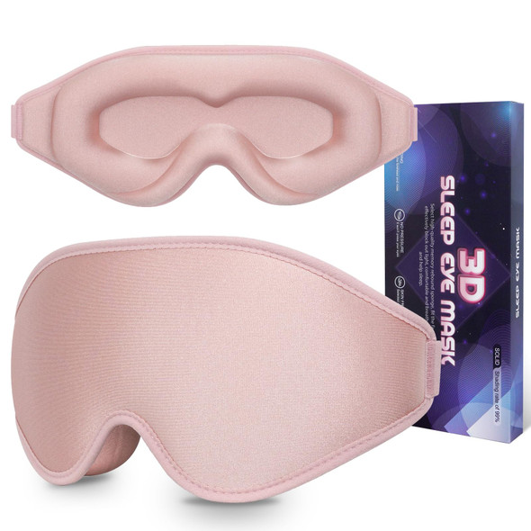 Dec.Metu Sleep Mask 3D Eye Mask For Sleeping 100% Light Blocking Eye Covers With Adjustable Strap Night Blindfold For Women Memory Foam Pink