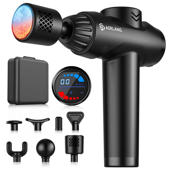 Aerlang Massage Gun With Heat And Cold,Deep Tissue Massage Gun, Back And Neck Massager For Pain Relief,Muscle Percussion Massager,Handheld Messager With 7Heads&Silent Birthday s For Him