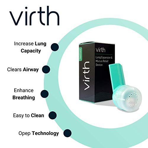 Virth Mucus Relief Device By Virth - Breathing Exercise Device - Clear Lungs - Flutter Valve Lung Exerciser Device - Lung Cleanse & Breathing Treatment - Health & Wellness Device - Enhanced Comfort