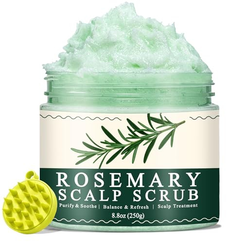 Criszenv Scalp Scrub,Scalp Exfoliator With Rosemary & Mint,Hair Treatment For Itchy Scalp, Dandruff & Buildup Removal, Clarifying Scrub Shampoo With Scalp Massager For Detox & Nourishment/ 8.8Oz