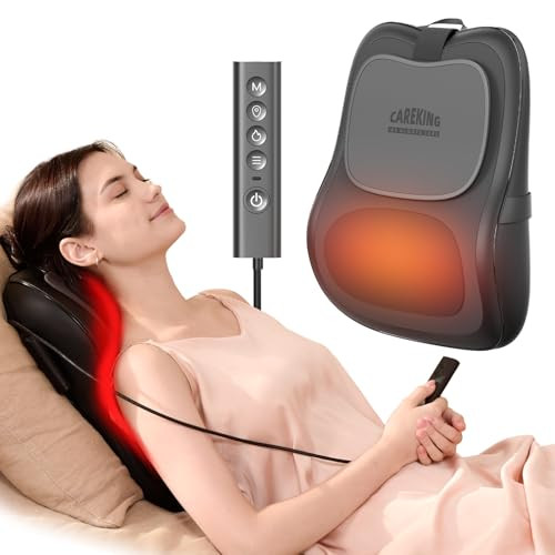 Careking Back Massager With Heat, 3D Massage Pillow For Back, Neck, Shoulder,Leg, Shiatsu Back Massager For Pain Relief, Up&Down Lower Back Massage, s For Women Men Dad Mom At Home Office Car (Black)