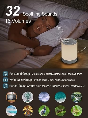 Yydskit Sound Machine,White Noise Machine For Baby With Night Light, 32 High Fidelity Sounds,Plug In,5 Timers & Memory Feature, Noise Machine For Baby Kids Adults,Home