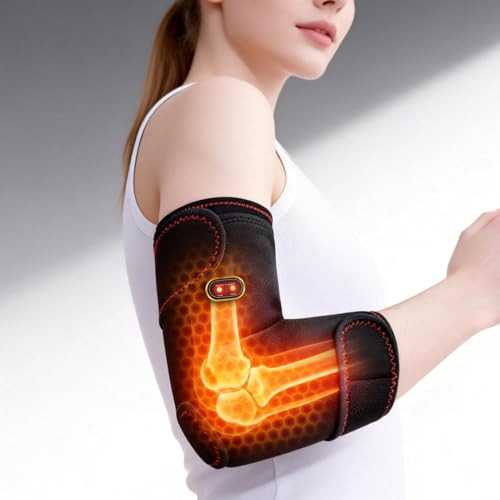 Zenwrap Heated Arm Massager Elbow Brace For Tendonitis Tennis Elbow Pain Relief, Portable Heating Pad Sleeve With Massage And Compression Support For Cubital Tunnel Ulnar Nerve