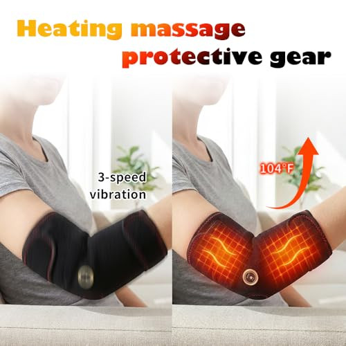Zenwrap Heated Arm Massager Elbow Brace For Tendonitis Tennis Elbow Pain Relief, Portable Heating Pad Sleeve With Massage And Compression Support For Cubital Tunnel Ulnar Nerve