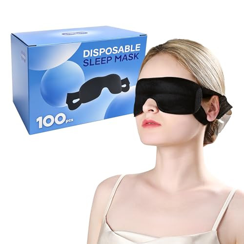 Crouvm Disposable Sleep Masks Bulk, Blackout Blindfolds For Men Women, Soft Eyemasks Adjustable For Sleeping Travel Yoga, Light Blocking Night Eye Mask For Party Games Team Building 100 Packs
