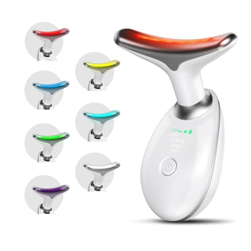 Ayattecy Portable Neck And Face Massager, Multifunctional Facial Massage Tool, 7 Color Led Face Neck Massager For Skin Care Routine At Home, Easy To Use