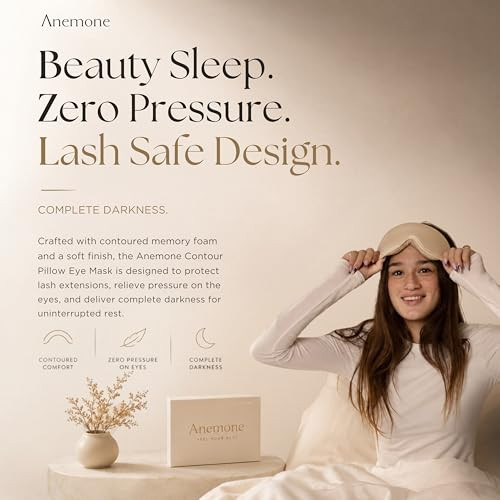 Anemone Contour Sleeping Mask For Women Softer Than Silk Eye Masks For Sleep Complete Blackout Zero Eye Pressure Fit Lightweight Eye Care Travel Essentials Included