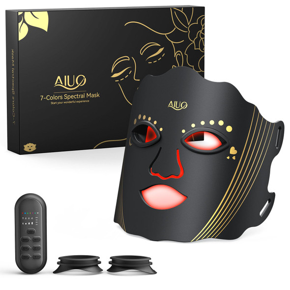 Aiuo Red Light Therapy For Face, Led Face Mask Light Therapy, Rechargeable Red Light Therapy Mask For Face With Comfortable Light-Blocking Eye Protection & Timing Function At Home, Black