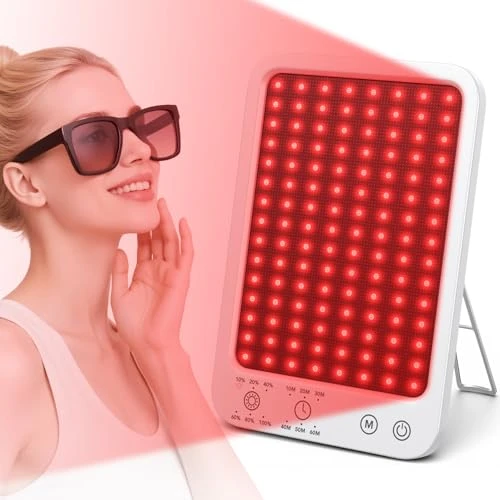 Ziptly Red Light Therapy For Face And Body, Dual 660Nm & 850Nm Near Infrared Red Light Therapy Panel With Adjustable Stand And Timer, 3 Modes And 6 Brightness Levels,Ideal For Family & Friends (White)