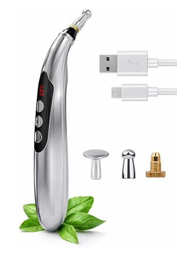 Ulveol Acupuncture Pen Electronic - Usb Rechargeable Pain Relief Electric - For Meridians Energy Pens Massager - Pain Relief Massage Tool With 3 Massage Heads & 2 Massage Gel - s For Women & Men