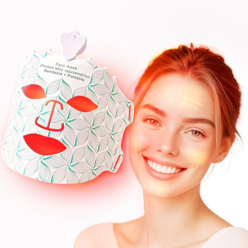 Duevie Led Face Mask Light Therapy Mask, 7 Modes Portable Red Light Therapy For Face With 2000Mah Rechargeable Remote, 850Nm Infrared & Red Light Mask, 400 Leds For Anti-Aging, At Home