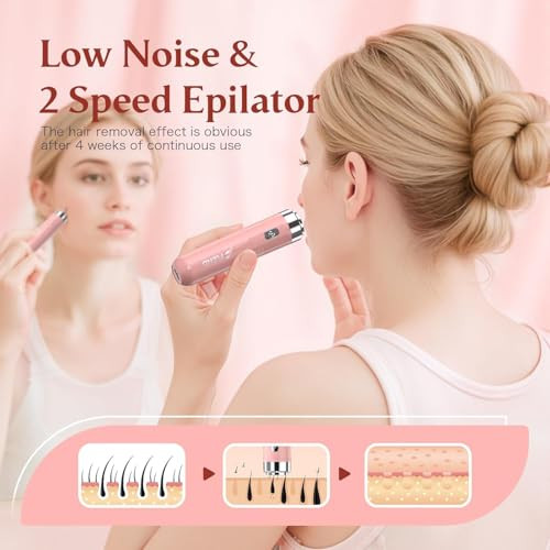 Beauzmo Epilator,2 In 1Epilator For Women Rechargeable,Womens Electric Shaver With Led Light,Rechargeable,Hair Removal For Women Legs/Face/Bikini/Arms,Smooth Epilator Trimmer Travel Kit Set Upgrade