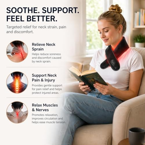Dus Red Light Therapy For Neck Portable 660Nm & 850Nm Infrared Light Device For Muscle Relaxation Skin Firming Pain Relief & Improved Circulation Rechargeable With Timer