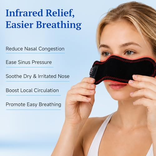 Yoeyou Wireless Heated Nasal Mask For Dry Air & Ac Environments, 16 Red Light Beads, 3 Heat Levels, Usb Rechargeable, Portable Nose Cover For Travel & Daily Comfort