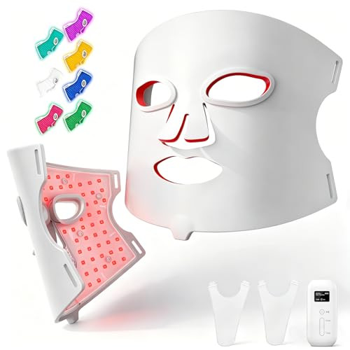 Cylbune Red Light Therapy For Face 3 Modes Portable Led Face Mask 850Nm Red Light Face Mask With Red, Blue And Mixed Light Rechargeable Remote Light Therapy Mask For Home Yoga Travel Gym