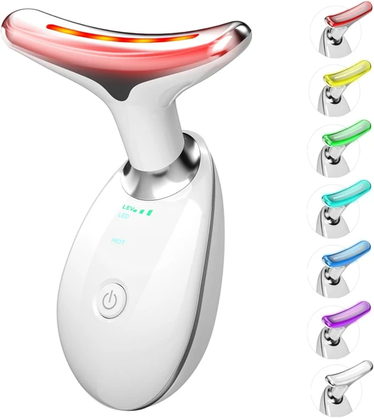 Cotsoco 7 In 1 Face Massager Tool, Red Light Therapy For Face And Neck, Red Light Therapy Wand, Face Lift Device For Skin Care, White