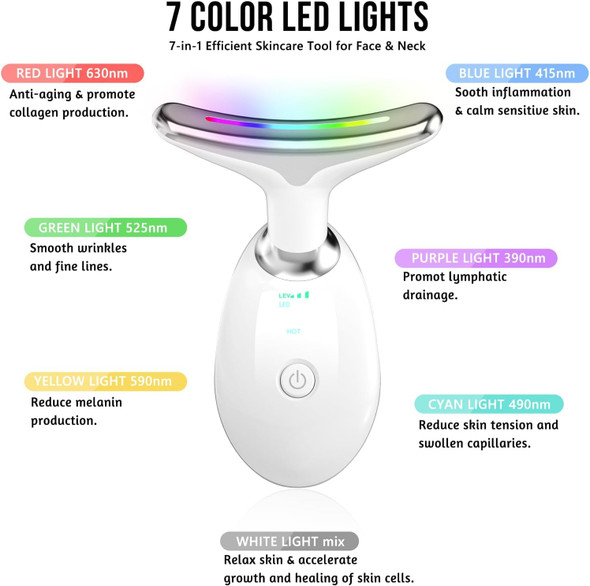 Cotsoco 7 In 1 Face Massager Tool, Red Light Therapy For Face And Neck, Red Light Therapy Wand, Face Lift Device For Skin Care, White