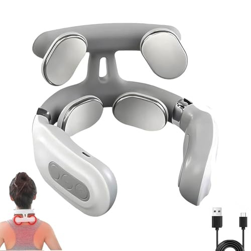 Ayland Vitality Magic Pro 2.0 Neck Massager, Portable Neck Relaxation Device, 4-Head Portable Neck Massage With 6 Vibration Modes & 15 Intensity Levels, Ergonomic Design Promote Muscle Relaxation