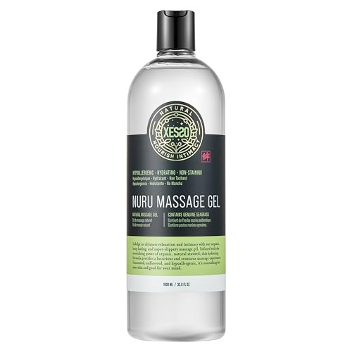 Xesso Nuru Massage Therapy Gel , Waterbased Concentrate For Full-Body Massage, Unscented Non-Staining For Sore Muscles & Dry Skin, Seaweed & Grape Seed Extract Enriched, Made In Usa 33.8 Fl Oz