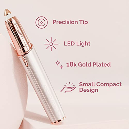 Finishing Touch Flawless Brows Eyebrow Hair Remover Electric Razor For Women With Led Light For Instant And Painless Hair Removal (White)