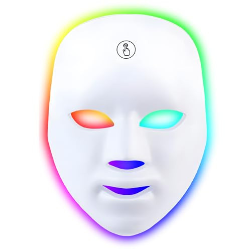 Cdkmax Red Light Therapy For Face Led Light Therapy Mask For Face 7+1 Colors Led Facial Skin Care Mask Rechargeable Beauty Device With Adjustable Strap And Usb For Home & Travel Use